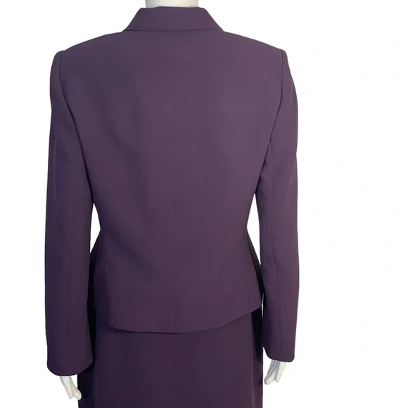 Le Suit Purple Plum 2 Piece Blazer Ruffle Skirt Suit Sz 8 - Picture 7 of 11